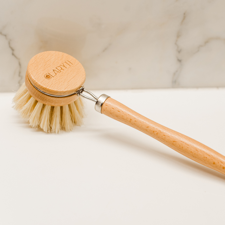 Long Handle Scrubber Brush - Made With 100% Natural Wood & Agave Bristle Fibers