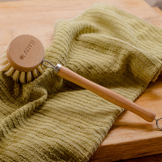 Long Handle Scrubber Brush - Made With 100% Natural Wood & Agave Bristle Fibers
